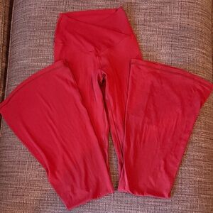 Offline by Aerie Real Me Cherry Red High-Waisted Crossover Flare Leggings XS